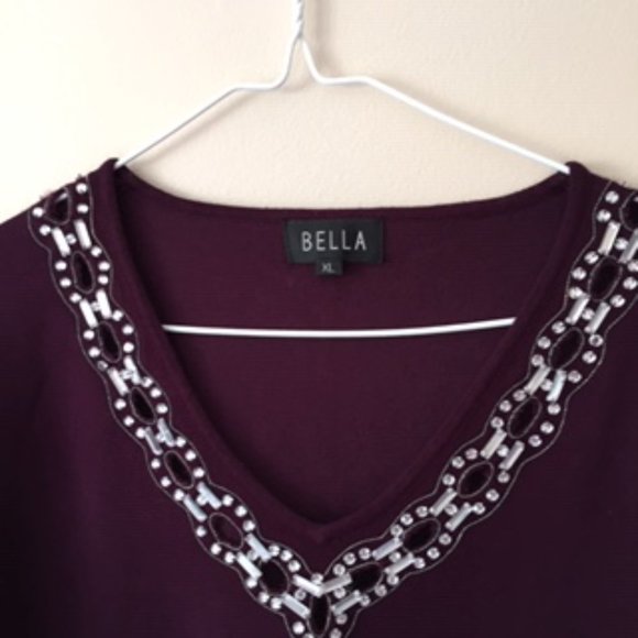 BELLA WOMEN BLOUSE.  SIZE 16.  COLOR PURPLE - Picture 3 of 3